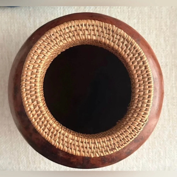 Brown, Black, and Wicker Vase - Picture 3 of 3